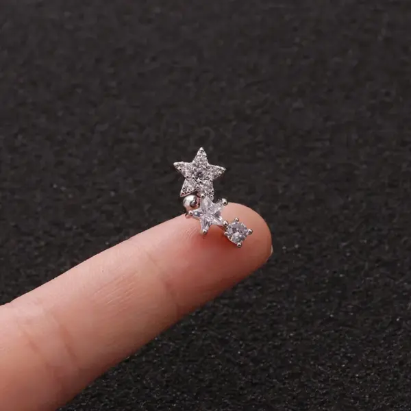 Wholesale Copper Ear Cartilage Rings & Studs Star Waterproof Non Tarnish Surgical Steel