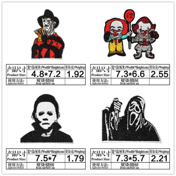 Wholesale Horror doll embroidery cloth stickers bag decoration patch stickers Halloween Kid decoration subsidy computer embroidery Zhang Zi