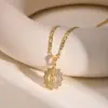 Wholesale Jewelry Religion Classic Style Human Virgin Mary 201 Stainless Steel Copper Shell Zircon 18K Gold Plated Pendant Necklace