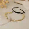 Wholesale Simple Style Commute Cross Copper 18k Gold Plated Zircon Bracelets In Bulk