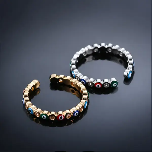Wholesale Electroplating Golden Plated Eye Copper Fashion Enamel Rings