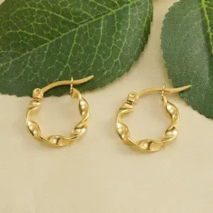 Wholesale Simple Style Solid Color Twist Titanium Steel Hoop Earrings 1 Pair