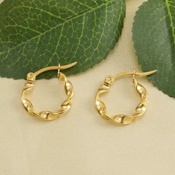 Wholesale Simple Style Solid Color Twist Titanium Steel Hoop Earrings 1 Pair