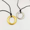 Wholesale Ion Plating (IP) 18K Gold Plated Real O-Shape 304 Stainless Steel Elegant Simple Style Waterproof Non Tarnish Leather Rope Pendant Necklace