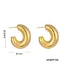Wholesale PVD Coated Real Gold Plated C Shape Geometric Stainless Steel Casual Elegant Waterproof Non Tarnish Ear Studs