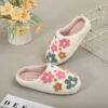 Wholesale Cross-Border Cute Flower Embroidered Cartoon Home Cotton Slippers Warm Soft Bottom Silent Plush Slippers Wholesale Dropshipping New