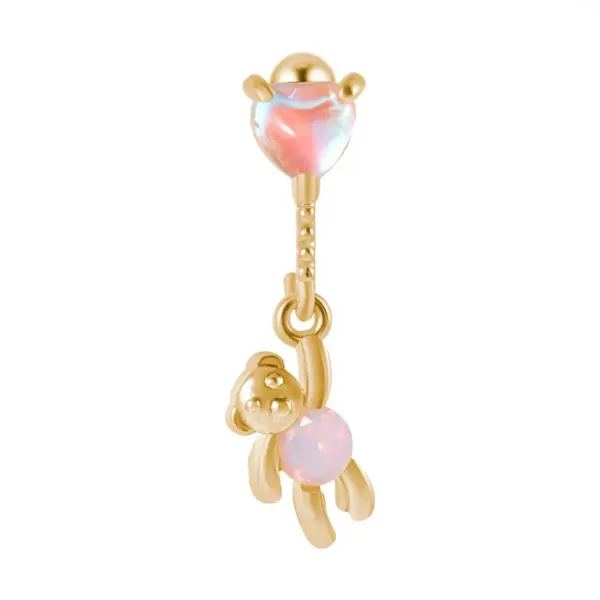 Wholesale 1 Piece Cute Star Moon Bear Plating Stainless Steel Ear Clips
