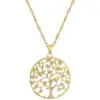Wholesale Fashion Round Tree Titanium Steel Copper Zircon Pendant Necklace In Bulk