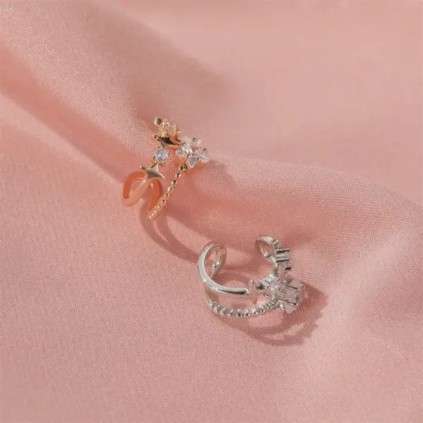 Wholesale Ear Cartilage Rings & Studs Fashion Star Copper Plating Artificial Gemstones