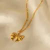 Real Gold Plated 304 Stainless Steel PVD Coated Bow Knot Classic Style Pendant Necklace For Women's