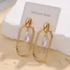 Wholesale 1 Pair/Package Casual Elegant U Shape Oval Handmade Polishing Plating 304 Stainless Steel Acrylic Pearl 18K Gold Plated Earrings
