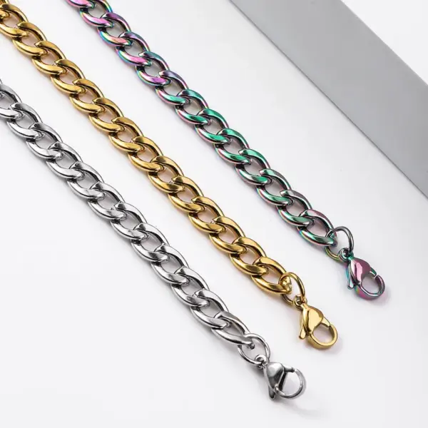 Wholesale Titanium Steel NK Chain Necklace Men's Cuban Link Fashion Jewelry Trendy Stainless Steel Bracelet Polished Craft Personalized