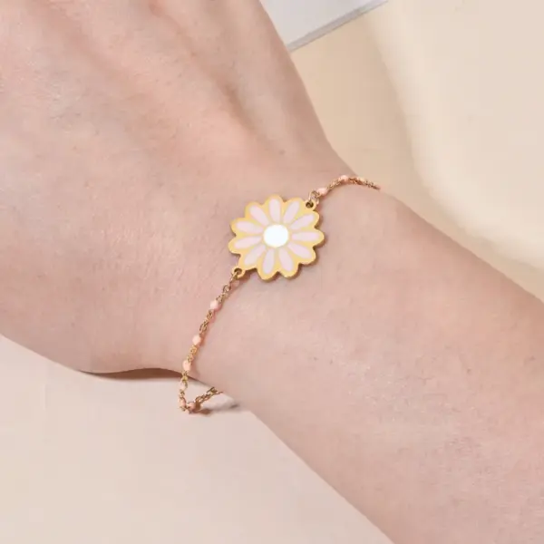 Wholesale Sweet Daisy Stainless Steel Enamel Plating Bracelets