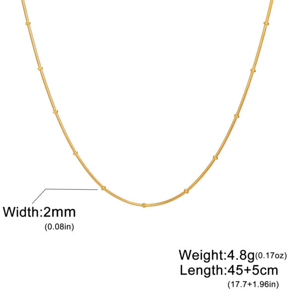 Wholesale Cross-Border Hot Selling Niche Ins Round Bead Snake Chain Necklace for Girls Adjustable