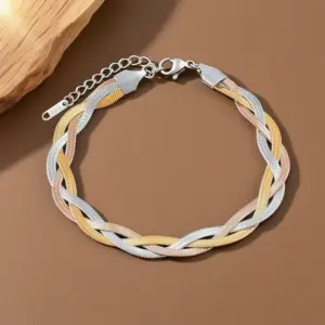 S033-Three-strand Blade Chain-Bracelet-Three Colors