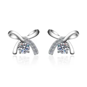 Bow Stud Earrings 1 Karat