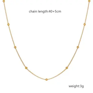 0.4 Side Clip Bead Necklace Gold / 18K