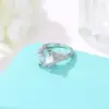 Wholesale Sleek Minimalist Ring Copper Micro-set Four-jaw Zircon