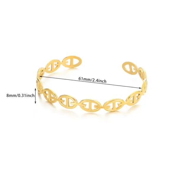 Wholesale PVD Coated Real Gold Plated Geometric 304 Stainless Steel Simple Style Classic Style Waterproof Non Tarnish 304 Stainless Steel Bangle
