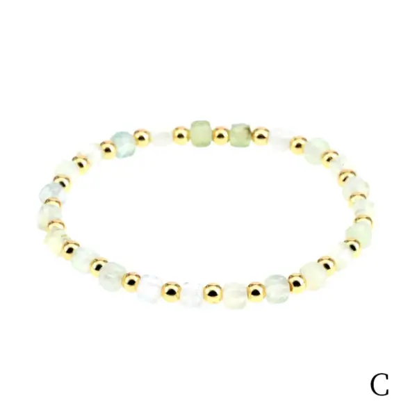Wholesale Vintage Style Geometric Natural Stone Elastic String Golden Balls Woven Chain Bracelets In Bulk