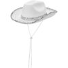 Wholesale Carnival White Silver Edge Sequins Denim Hat Sequins White Beaded Sequins Western Denim Hat Dick Cowboy