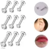 1 Piece Titanium Alloy Zircon Simple Style Lip Rings Geometric Inlay Lip Rings Ear Cartilage Rings & Studs