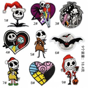 Colorful skull cloth patch set 9 pieces