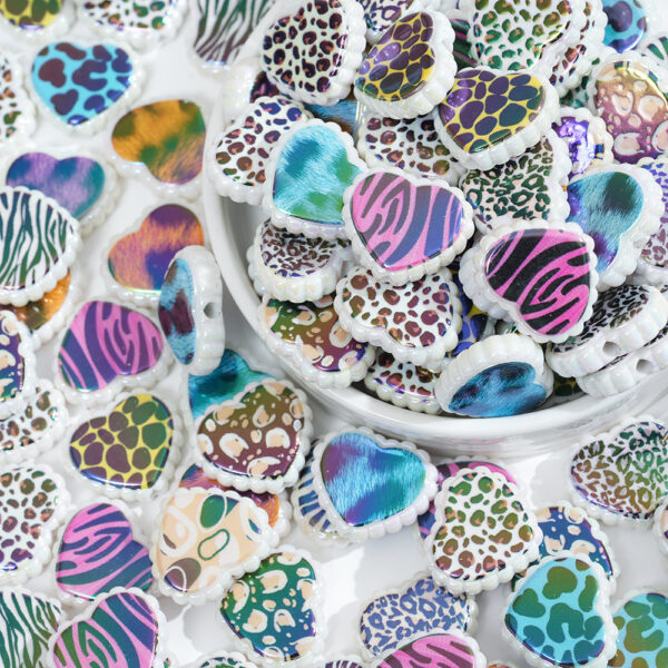 Wholesale 10pcs Love leopard lace perforated beads for DIY bead