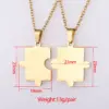 PVD Coated 18K Gold Real Plated Jigsaw Customization Laser Engraving 304 Stainless Steel Simple Style Waterproof Non Tarnish Pendant Necklace
