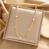 Wholesale 304 Stainless Steel 18K Gold Plated Modern Style Simple Style Round Star Heart Shape Pendant Necklace