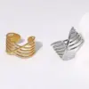 Wholesale PVD Coated Real Gold Plated 18K Gold Geometric 304 Stainless Steel Basic Waterproof Non Tarnish Open Rings