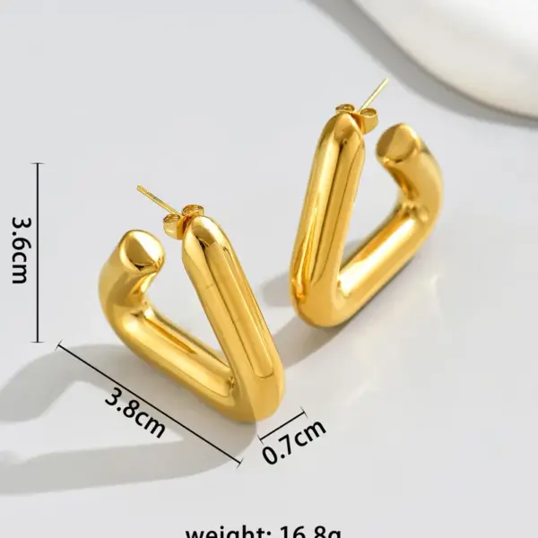 Wholesale 304 Stainless Steel Solid Color PVD Coated 18K Gold Plated 18K Gold Simple Style Classic Style Waterproof Non Tarnish Plating Gold Ear Studs