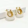 Wholesale Ion Plating (IP) 18K Gold Plated Geometric 304 Stainless Steel Elegant Retro Romantic Waterproof Non Tarnish Earrings