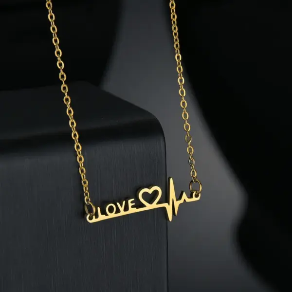 Wholesale PVD Coated Gold Plated Letter 201 Stainless Steel Necklace