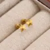Wholesale Moon Pattern Valentine's Day Stud Earrings For Unisex, 304 Stainless Steel With 18K Real Gold Plated 0.03µm Thickness And Zircon Inlay