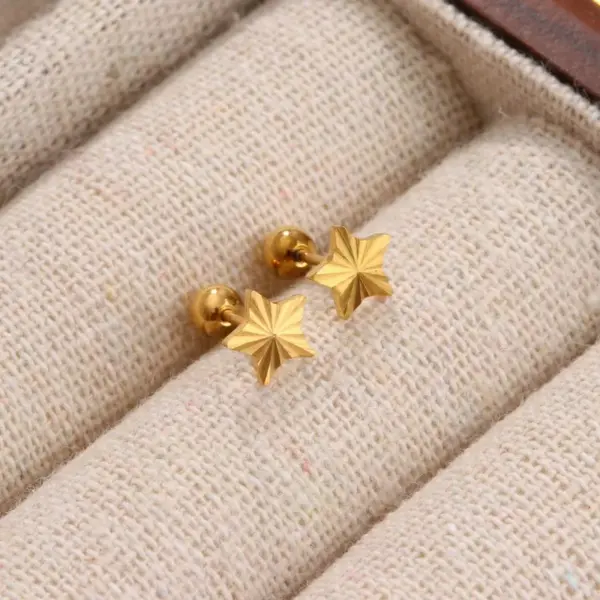 Wholesale Moon Pattern Valentine's Day Stud Earrings For Unisex, 304 Stainless Steel With 18K Real Gold Plated 0.03µm Thickness And Zircon Inlay