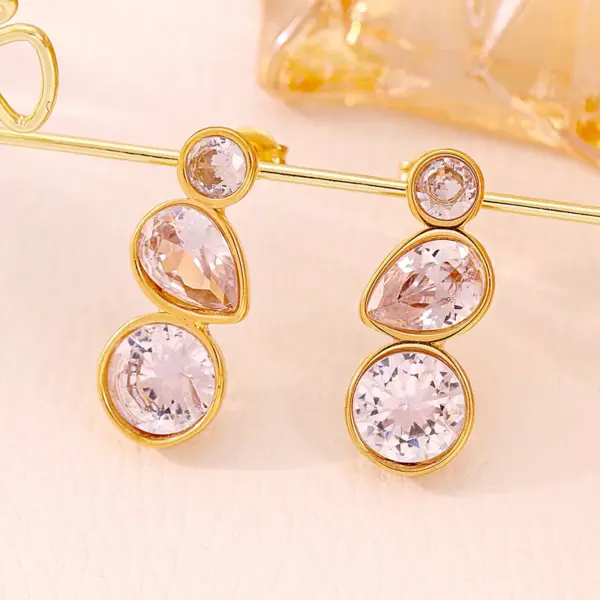 Wholesale PVD Coated Real Gold Plated 18K Gold Water Droplets 304 Stainless Steel Elegant Luxurious Vacation Waterproof Non Tarnish Drop Earrings
