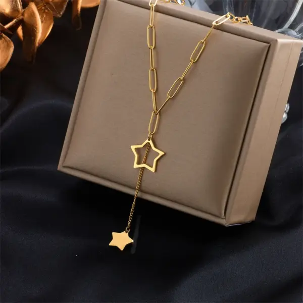 Wholesale PVD Coated 18K Gold Plated Geometric 304 Stainless Steel Waterproof Non Tarnish 304 Stainless Steel Necklace