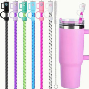 Wholesale Cross-border Stanley universal replacement multi-color spiral straw cup shape 10mm straw cap straw brush suit