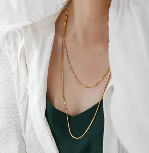 Wholesale Simple Style Solid Color Titanium Steel Plating Gold Plated Pendant Necklace