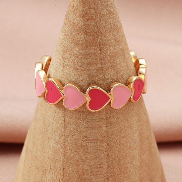 oly-125e8f64a24208fa0c8a3139f061d6d1 Wholesale Cross-border ins with pink love ring sweet copper open heart-shaped ring European and American creative geometric jewelry