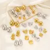 Wholesale 304 Stainless Steel Water Droplets PVD Coated 18K Gold Plated Simple Style Classic Style Waterproof Non Tarnish Gold Silver Ear Studs
