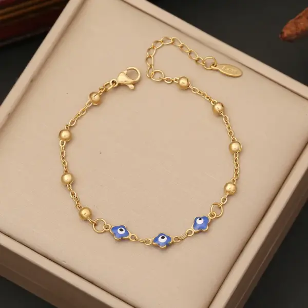 Wholesale 1 Piece Fashion Devil's Eye Heart Shape Stainless Steel Plating Bracelets