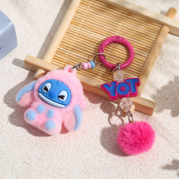 Wholesale Flocked Cartoon DIY Keychain