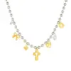 Wholesale Jewelry Modern Style Cross Heart Shape Bow Knot 304 Stainless Steel Plating Multi Charms Necklace Ball Chain
