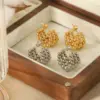 PVD Coated Real Gold Plated 18K Gold C Shape 304 Stainless Steel Retro Roman Style Waterproof Non Tarnish Ear Studs