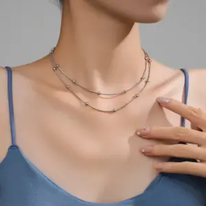 Double Layer Ball Bead Chain (Steel Color)
