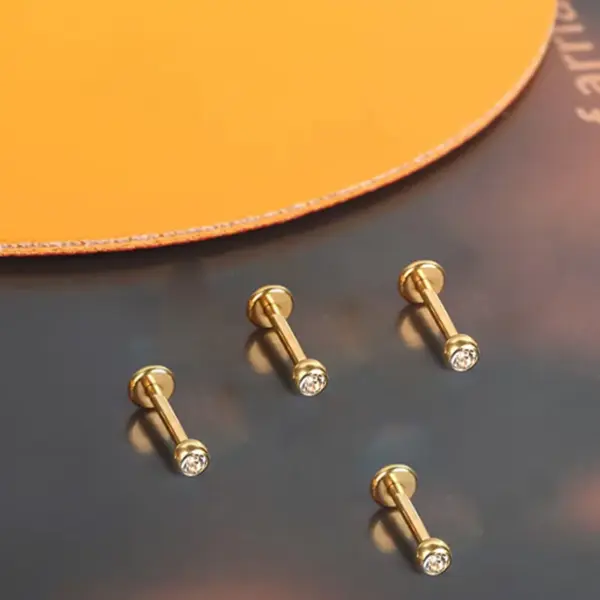 1 Piece Lip Rings Simple Style Classic Style Geometric Pure Titanium Titanium Alloy Plating Inlay Rhinestones 14K Gold Plated White Gold Plated Lip Rings Ear Cartilage Rings & Studs
