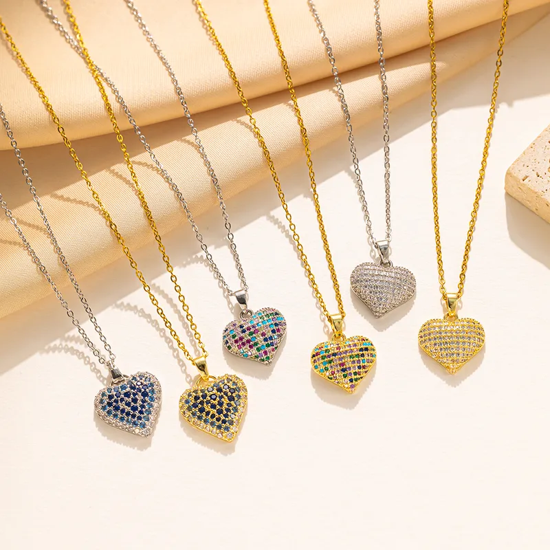Wholesale PVD Coated Real Gold Plated 18K Gold Solid Color Stainless Steel Sweet Waterproof Non Tarnish Titanium Steel Pendant Necklace