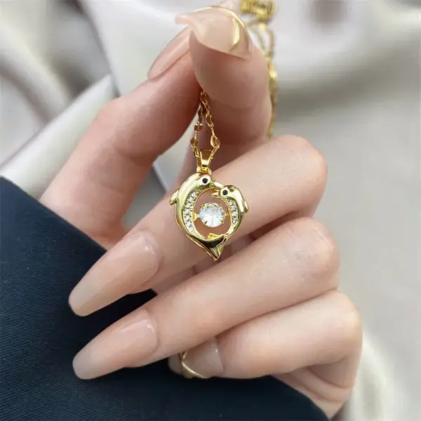 Elegant Simple Style Dolphin Heart Shape Butterfly Stainless Steel Plating Inlay Zircon Pendant Necklace